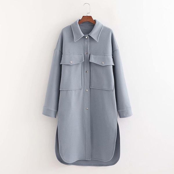 women's wool & blends autumn winter loose coats 2021 long sleeve jacket pockets office coat female outerwear overcoat, Black
women's wool & blends autumn winter loose coats 2021 long sleeve jacket pockets office coat female outerwear overcoat, Black