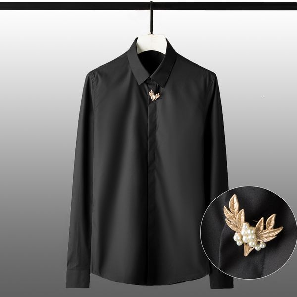 tee shirt shirt luxury pearl pin long sleeve mens fashion casual slim fit solid color male shirts plus size 4xl, White;black
tee shirt shirt luxury pearl pin long sleeve mens fashion casual slim fit solid color male shirts plus size 4xl, White;black