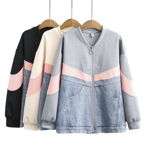 fashion plus size denim short jacket women spring autumn splicing casual zip long sleeves outerwear jean coats kw65 women's jackets, Black;brown
fashion plus size denim short jacket women spring autumn splicing casual zip long sleeves outerwear jean coats kw65 women's jackets, Black;brown