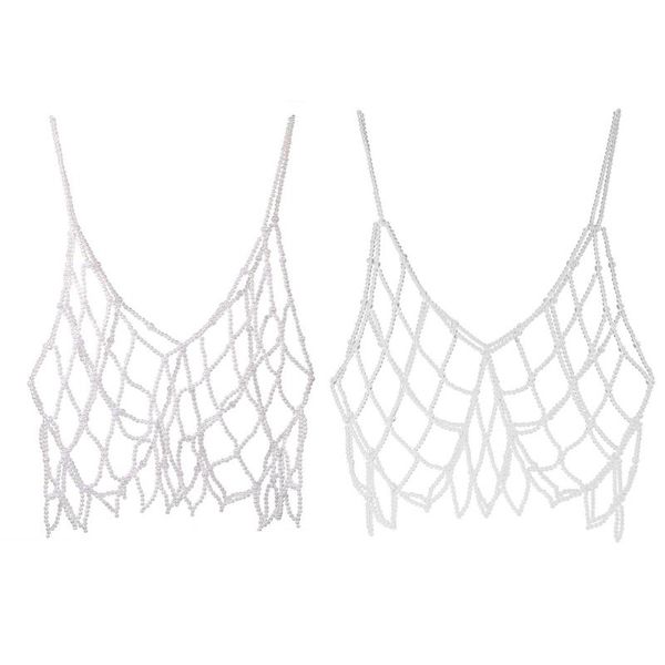 women's tanks & camis women handmade woven body chain camisole imitation pearl crystal beaded vest hollow out mesh club drop, White
women's tanks & camis women handmade woven body chain camisole imitation pearl crystal beaded vest hollow out mesh club drop, White