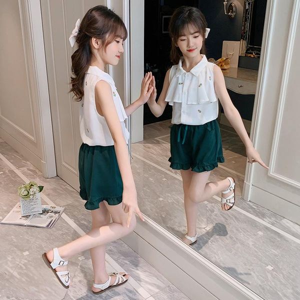 clothing sets kids tracksuits for girls summer children fashion flower sleeveless + shorts 2pcs clothes, White
clothing sets kids tracksuits for girls summer children fashion flower sleeveless + shorts 2pcs clothes, White