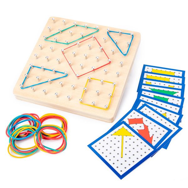 Wooden Toys Geoboard Mathematical Manipulative Block-30Pcs Pattern Cards Geo Board with Rubber Bands STEM Puzzle for Kids
Wooden Toys Geoboard Mathematical Manipulative Block-30Pcs Pattern Cards Geo Board with Rubber Bands STEM Puzzle for Kids