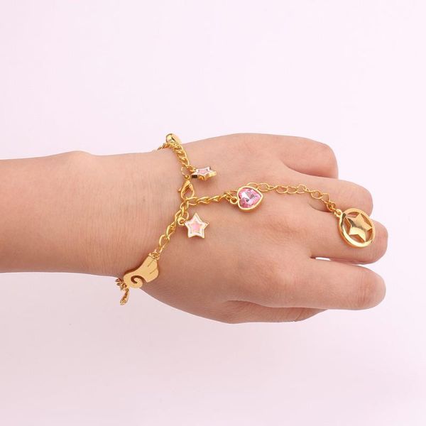 link, chain fashion cartoon magic sakura gold bracelet women jewelry five-pointed flowers shining crystal charm tassel swaying gift, Black
link, chain fashion cartoon magic sakura gold bracelet women jewelry five-pointed flowers shining crystal charm tassel swaying gift, Black