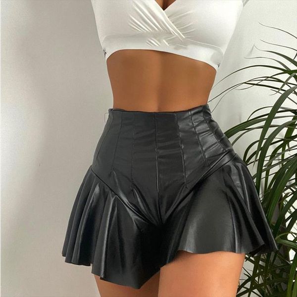 summer gothic solid colors women skirts high waist party club mini shorts black pu leather pleated ruffles
summer gothic solid colors women skirts high waist party club mini shorts black pu leather pleated ruffles