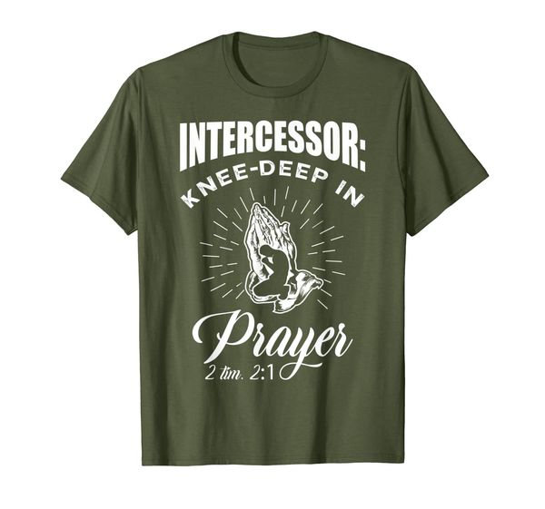 intercessor: knee-deep in prayer christian t-shirt, White;black