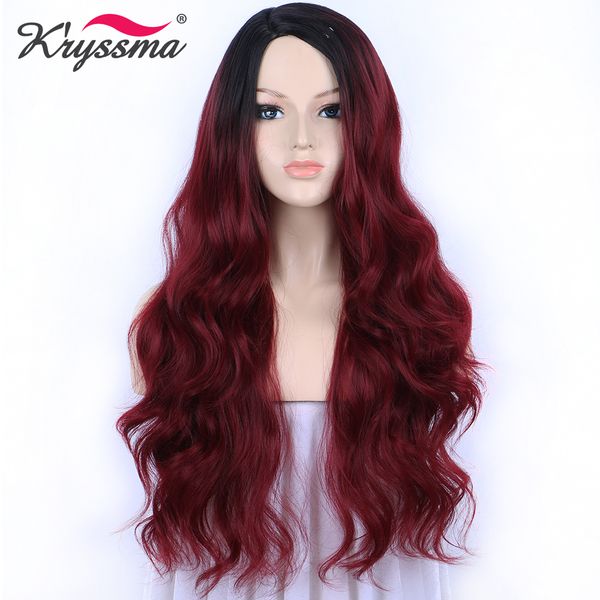 kryssma burgundy long wavy synthetic wig wigs for women red ombre black roots to #99j deep parting 130% density heat resistant
kryssma burgundy long wavy synthetic wig wigs for women red ombre black roots to #99j deep parting 130% density heat resistant