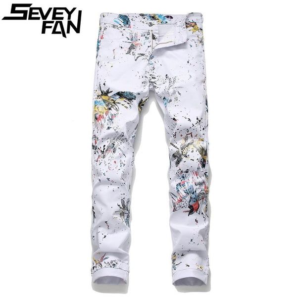 men's jeans seveyfan fahion 3d animal birds printed white stretch denim pants nightclub hairstylist pencil trousers, Blue
men's jeans seveyfan fahion 3d animal birds printed white stretch denim pants nightclub hairstylist pencil trousers, Blue