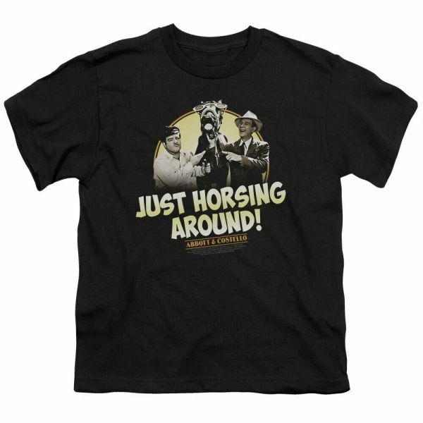abbott & costello horsing around kids youth t shirt licensed comedy tee black, White;black
abbott & costello horsing around kids youth t shirt licensed comedy tee black, White;black