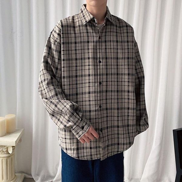 autumn and winter youth men's loose plaid single-breasted long-sleeved shirt fashion casual bottoming shirts, White;black
autumn and winter youth men's loose plaid single-breasted long-sleeved shirt fashion casual bottoming shirts, White;black