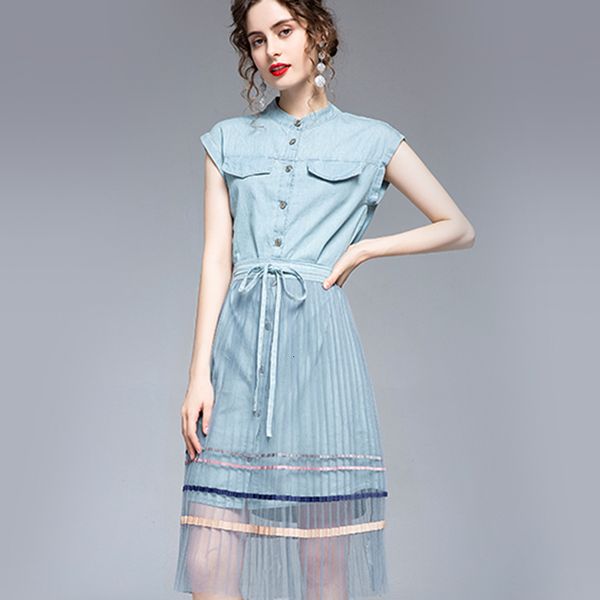 casual dresses denim women summer fashion all-match two piece set classic o-neck and pleated gauze skirt jl19, Black;gray
casual dresses denim women summer fashion all-match two piece set classic o-neck and pleated gauze skirt jl19, Black;gray