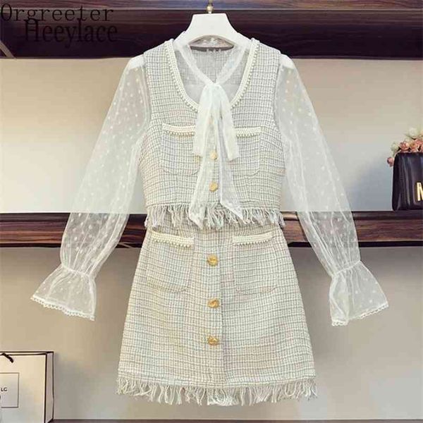 plus size 3 piece set women bow collar mesh blouse + beading tweed vest tassel mini skirt suits ladies elegant outfits 210602, White
plus size 3 piece set women bow collar mesh blouse + beading tweed vest tassel mini skirt suits ladies elegant outfits 210602, White