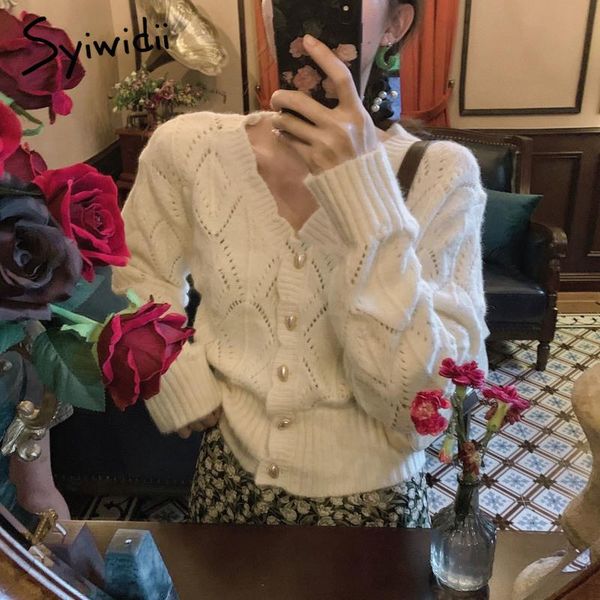 women's knits & tees syiwidii cardigan woman sweaters fall winter 2021 fashion long sleeve v neck button up jacket hollow out knitted s, White
women's knits & tees syiwidii cardigan woman sweaters fall winter 2021 fashion long sleeve v neck button up jacket hollow out knitted s, White