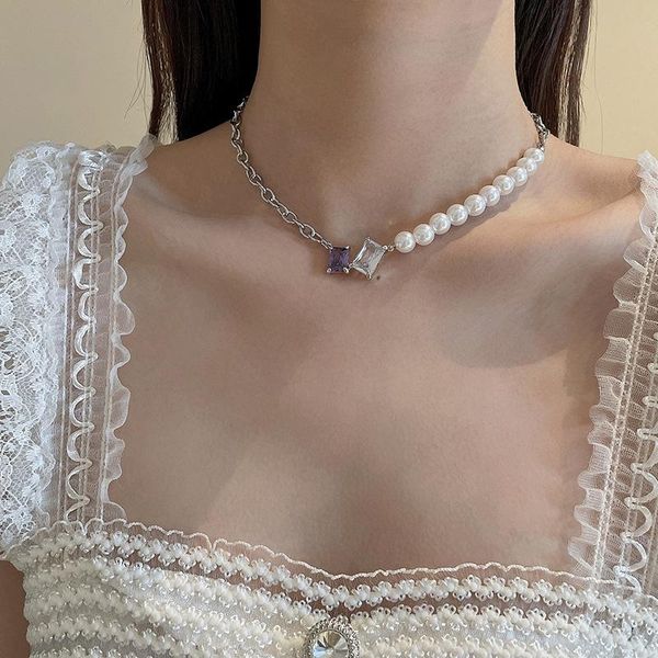 pendant necklaces lism trendy titanium steel crystal pearl chain stitching necklace female korean personality short clavicle collar jewelry, Silver
pendant necklaces lism trendy titanium steel crystal pearl chain stitching necklace female korean personality short clavicle collar jewelry, Silver