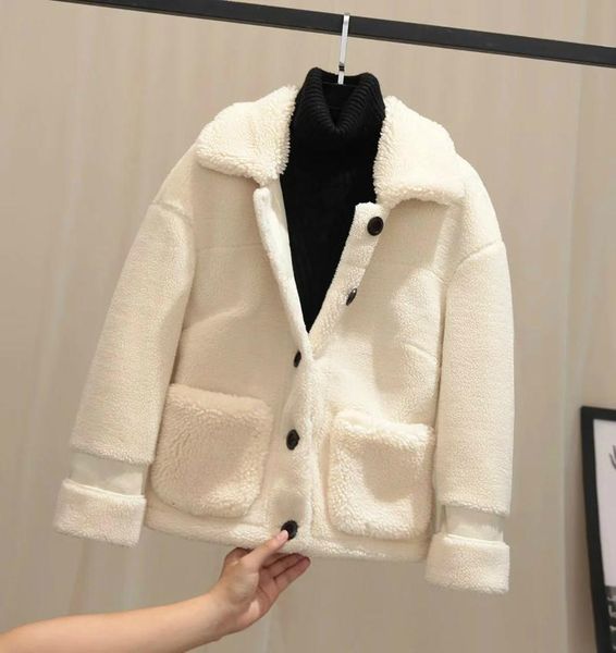 women's fur & faux lamb wool coat women autumn winter outerwear korean style white jacket short button up warm thick loose fluffy coats, Black
women's fur & faux lamb wool coat women autumn winter outerwear korean style white jacket short button up warm thick loose fluffy coats, Black