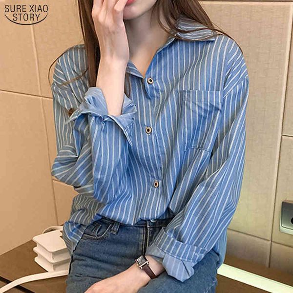 office casual plus size blue striped shirt autumn long sleeve button cardigan women blouse loose ladies 10429 210415, White
office casual plus size blue striped shirt autumn long sleeve button cardigan women blouse loose ladies 10429 210415, White