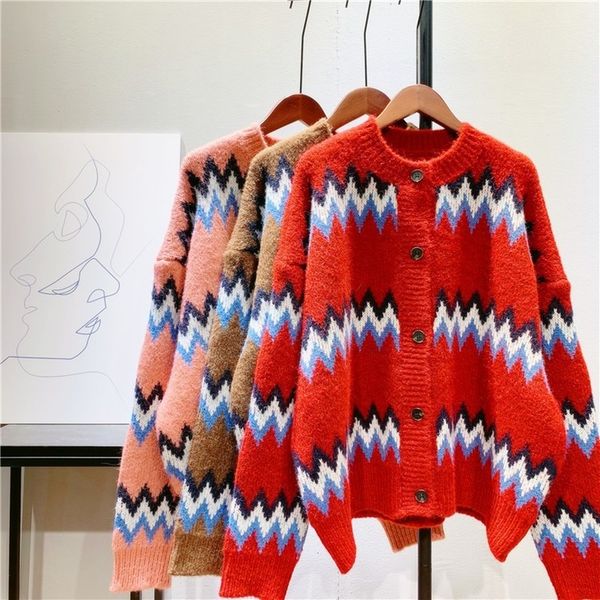 women's knits & tees wind wave striped sweater coat jacquard knitted cardigan women spring autumn new loose korean fashion outwear, White
women's knits & tees wind wave striped sweater coat jacquard knitted cardigan women spring autumn new loose korean fashion outwear, White