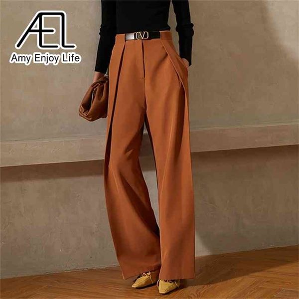 ael summer women wide leg loose trousers caramel high waisted pants casual streetwear ladies fashion quality clothing 210915, Black;white
ael summer women wide leg loose trousers caramel high waisted pants casual streetwear ladies fashion quality clothing 210915, Black;white