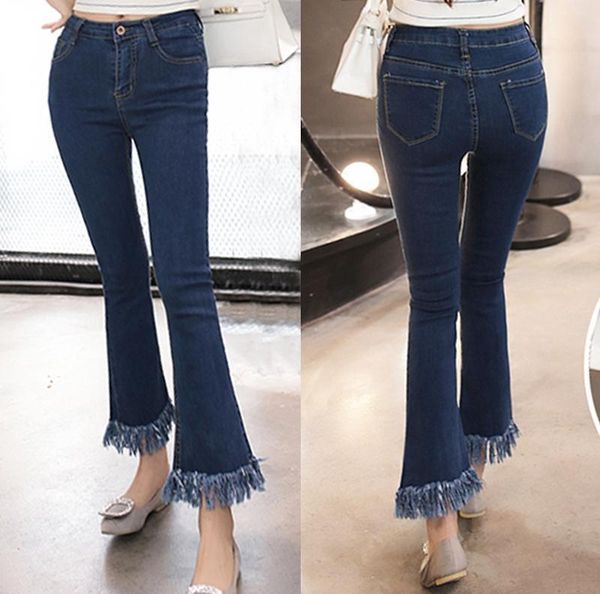 denim burned women's big pop fashion cotton ankle tall waist length thin pants casual jeans, Blue
denim burned women's big pop fashion cotton ankle tall waist length thin pants casual jeans, Blue