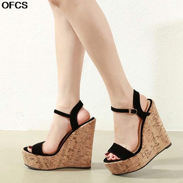 summer platform wedges women sandals open toe ankle strap buckle black wood grain high heel quality shoes
summer platform wedges women sandals open toe ankle strap buckle black wood grain high heel quality shoes