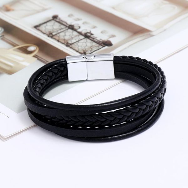charm bracelets black men bracelet magnetic buckle leather fashion alloy braided punk rock bangles jewelry accessories gifts, Golden;silver
charm bracelets black men bracelet magnetic buckle leather fashion alloy braided punk rock bangles jewelry accessories gifts, Golden;silver