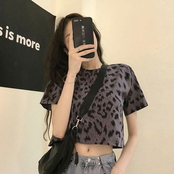 women's t-shirt summer 2021 net red loose high waist bm wind exposed navel short female leopard print sleeve, White
women's t-shirt summer 2021 net red loose high waist bm wind exposed navel short female leopard print sleeve, White
