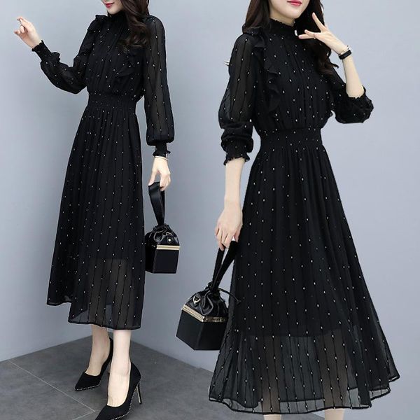 casual dresses spring autumn women plus size fashion striped collect waist slim lantern sleeve chiffon dress for one-piece, Black;gray
casual dresses spring autumn women plus size fashion striped collect waist slim lantern sleeve chiffon dress for one-piece, Black;gray