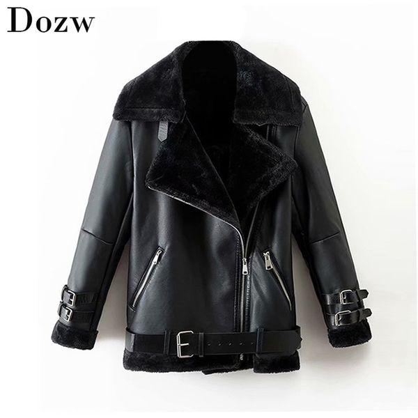 women stylish faux leather coat black color fashion pu jacket with belt thicken warm long sleeve coats ladies winter outerwear 210515
women stylish faux leather coat black color fashion pu jacket with belt thicken warm long sleeve coats ladies winter outerwear 210515