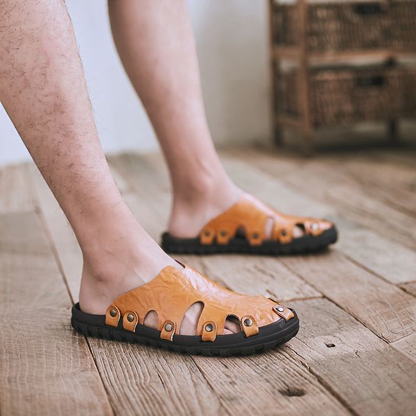 genuine leather sandals mens slippers trend outdoor slippers summer anti-slippery casual flip flops beach male men sandals, Black
genuine leather sandals mens slippers trend outdoor slippers summer anti-slippery casual flip flops beach male men sandals, Black