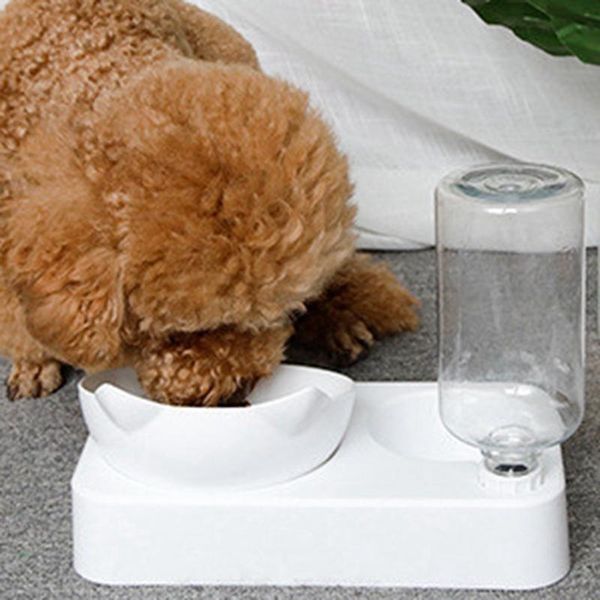 pet neck protector drinker automatic refill double bowl dog cat drinking water bowls & feeders