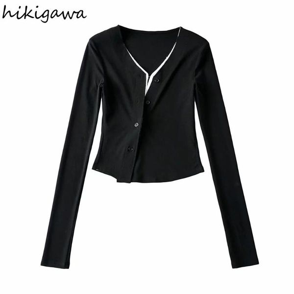 women's knits & tees hikigawa cardigan casual slim v neck long sleeve single breasted streetwear contrast color fake two piece women c, White
women's knits & tees hikigawa cardigan casual slim v neck long sleeve single breasted streetwear contrast color fake two piece women c, White