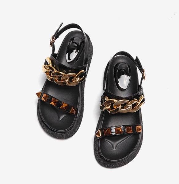 slippers 2021 metal silver chain sandals platform women summer flat thick sole casual black white comfort leather beach shoes
slippers 2021 metal silver chain sandals platform women summer flat thick sole casual black white comfort leather beach shoes