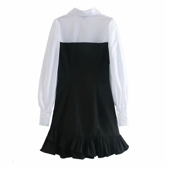 skirts women's lapel long retro mini dress stitching temperament self-cultivation puff sleeve chic fake two dresses female, Black
skirts women's lapel long retro mini dress stitching temperament self-cultivation puff sleeve chic fake two dresses female, Black