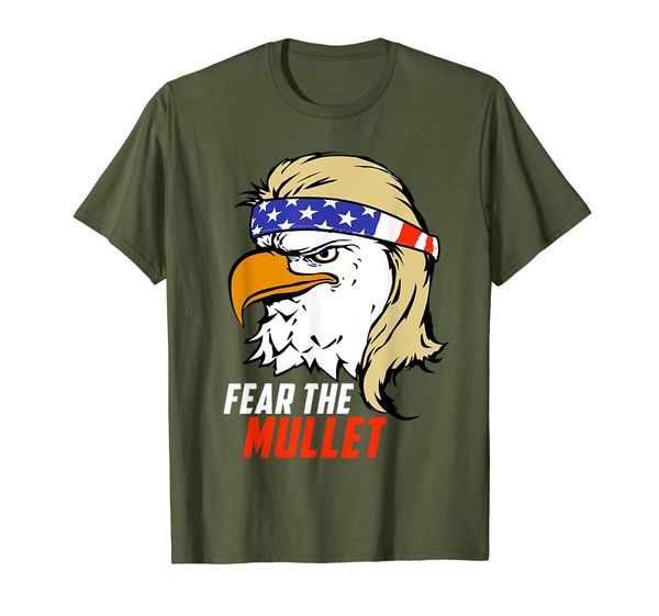 fear the mullet eagle tshirt for men women, White;black 
fear the mullet eagle tshirt for men women, White;black