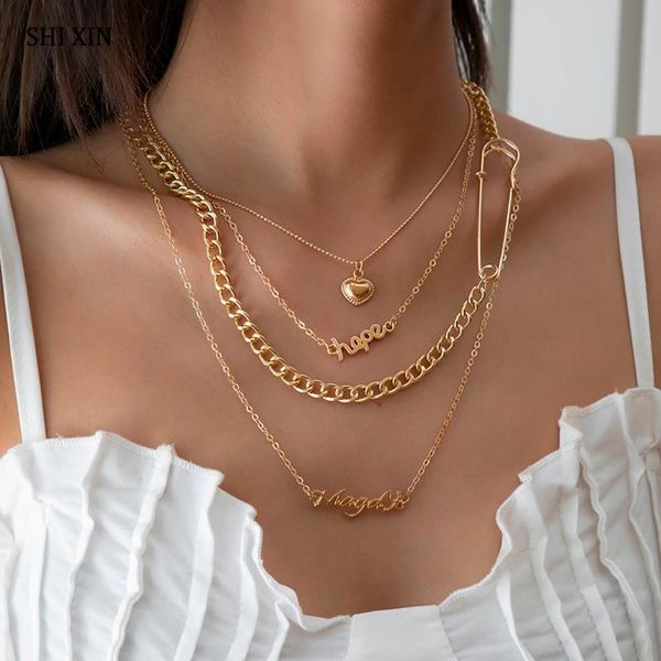 pendant necklaces shixin asymmetry thin chain with letter/heart necklace for women fashion punk chains on neck jewelry 2021 gifts, Silver
pendant necklaces shixin asymmetry thin chain with letter/heart necklace for women fashion punk chains on neck jewelry 2021 gifts, Silver