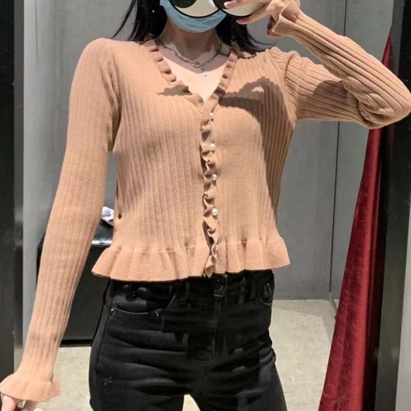 women's knits & tees chic ruched design women cardgians single breasted slim solid knitted sweaters 2021 spring v neck long sleeve so, White
women's knits & tees chic ruched design women cardgians single breasted slim solid knitted sweaters 2021 spring v neck long sleeve so, White