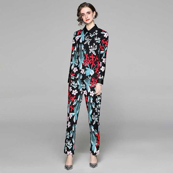 summer fashion women two piece sets flower print women turn down collar long sleeve shirt + pencil pants sets 210531, White
summer fashion women two piece sets flower print women turn down collar long sleeve shirt + pencil pants sets 210531, White