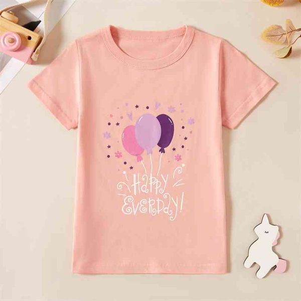 summer 1 pc kid girl short-sleeve cotton party letter t-shirt 210528, Blue