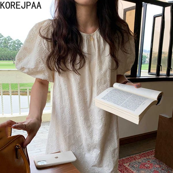 korejpaa women dress korea chic gentle design o-neck lace embroidery crochet bubble sleeves loose casual doll short vestido 210526, Black;gray
korejpaa women dress korea chic gentle design o-neck lace embroidery crochet bubble sleeves loose casual doll short vestido 210526, Black;gray