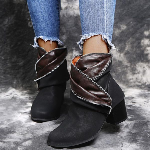 boots winter women european american style large size thick high heel ankle mid tube women's botas para mujer, Black
boots winter women european american style large size thick high heel ankle mid tube women's botas para mujer, Black