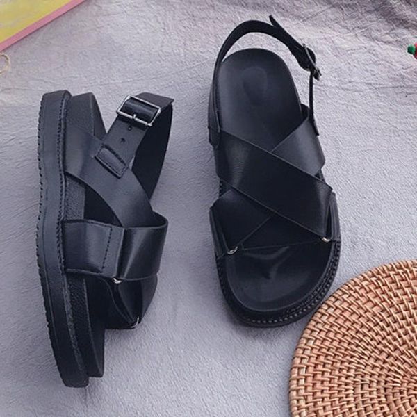 summer women platform belt buckle decoration flats pu leather sandals female fashion casual open toe beach rome shoes, Black
summer women platform belt buckle decoration flats pu leather sandals female fashion casual open toe beach rome shoes, Black
