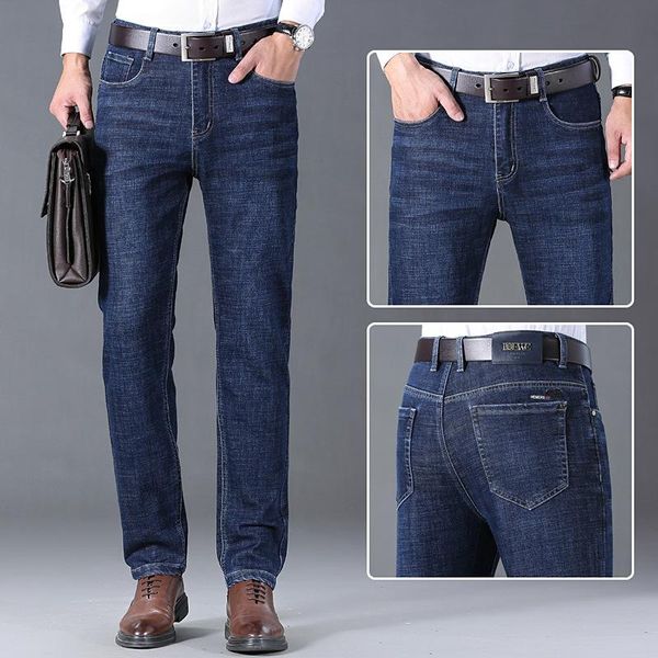 men's jeans autumn spring high-quality high-waist straight-leg classic style business men slim large size long pants, Blue
men's jeans autumn spring high-quality high-waist straight-leg classic style business men slim large size long pants, Blue
