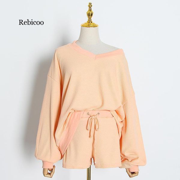 women's tracksuits elegant knitted two piece set women v neck lantern sleeve sweater lace up bowknot shorts suits female 2021 fashion, Gray
women's tracksuits elegant knitted two piece set women v neck lantern sleeve sweater lace up bowknot shorts suits female 2021 fashion, Gray
