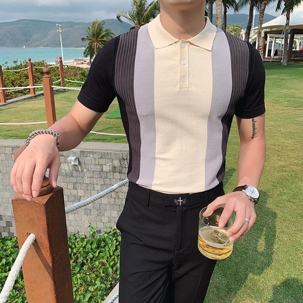 men's polos 2021 summer knitted shirts men gradient business formal social short sleeve casual slim streetwear hombre, White;black
men's polos 2021 summer knitted shirts men gradient business formal social short sleeve casual slim streetwear hombre, White;black