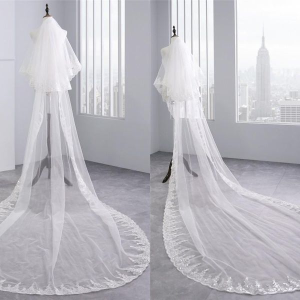 bridal veils cathedral wedding veil tulle mantilla 2021 3m applique edge sequins white ivory with comb netting in stock, Black
bridal veils cathedral wedding veil tulle mantilla 2021 3m applique edge sequins white ivory with comb netting in stock, Black