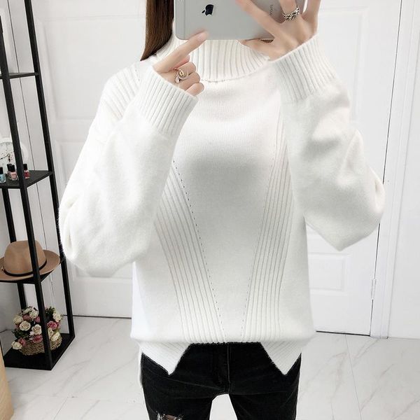 women's sweaters 2021 autumn winter loose high-neck pullover sweater female korean version of the bottom thick cotton b114, White;black
women's sweaters 2021 autumn winter loose high-neck pullover sweater female korean version of the bottom thick cotton b114, White;black