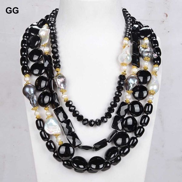 guaiguai jewelry 19''-26" 4 strands natural white keshi pearl black onyx necklace, Slivery;golden
guaiguai jewelry 19''-26" 4 strands natural white keshi pearl black onyx necklace, Slivery;golden