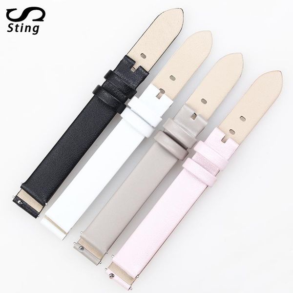 watch bands sting strap leather handmade waterproof summer white pink black ladies casual universal 12mm pin buckle, Black;brown 
watch bands sting strap leather handmade waterproof summer white pink black ladies casual universal 12mm pin buckle, Black;brown