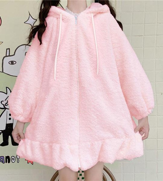 women's fur & faux women lantern sleeve ears lovely teddy coat fashion sweet lolita jacket kawaii style clothing soft loose furry hom, Black
women's fur & faux women lantern sleeve ears lovely teddy coat fashion sweet lolita jacket kawaii style clothing soft loose furry hom, Black