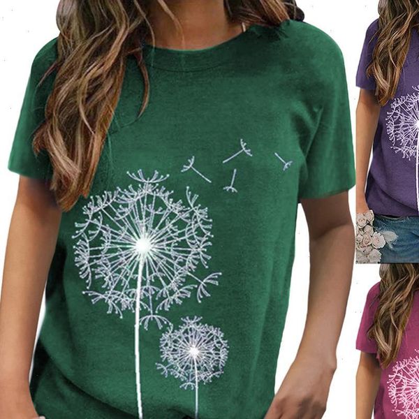 women summer shirt t casual solid color short sleeve o neck dandelions print cotton spandex loose, White
women summer shirt t casual solid color short sleeve o neck dandelions print cotton spandex loose, White