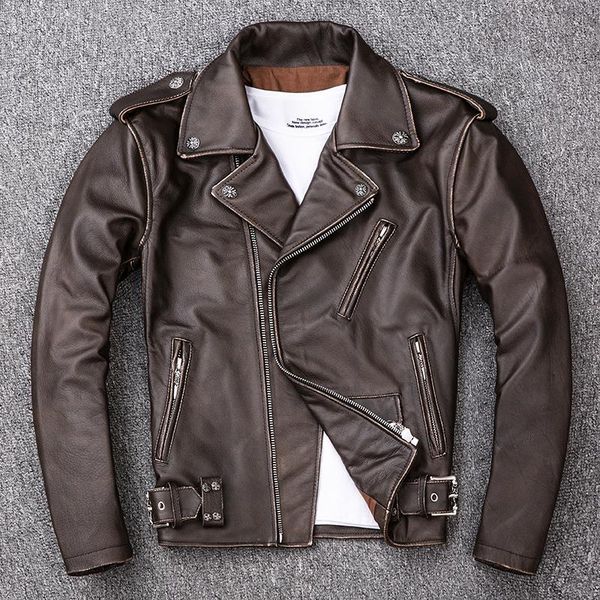men's leather & faux 2021 vintage brown men short motorcycle jacket plus size xxxxl genuine cowhide slim fit biker's coat, Black
men's leather & faux 2021 vintage brown men short motorcycle jacket plus size xxxxl genuine cowhide slim fit biker's coat, Black